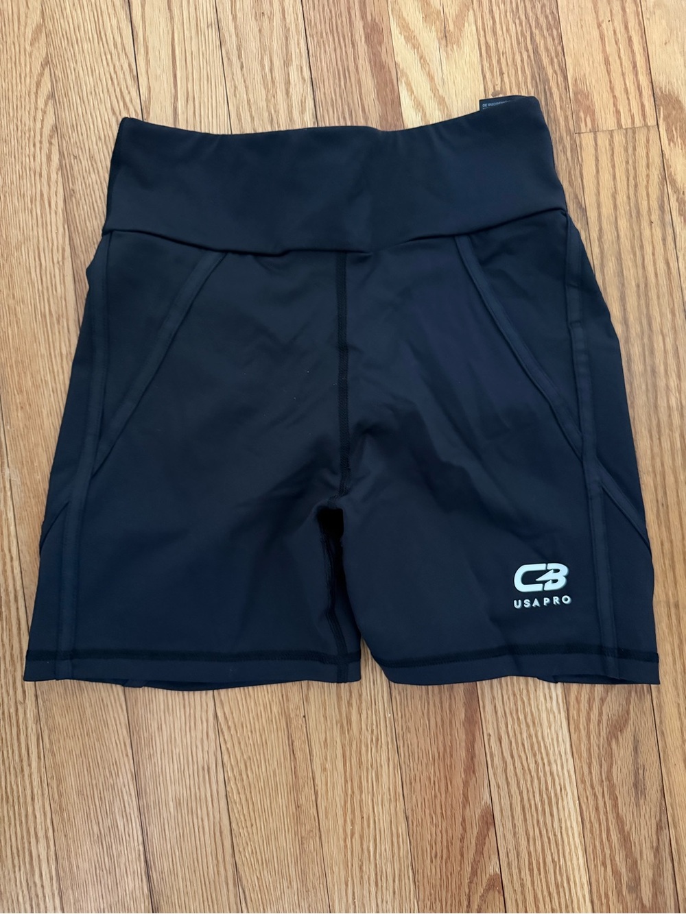 Women's Black High-Rise Athletic Shorts with scrunched bum